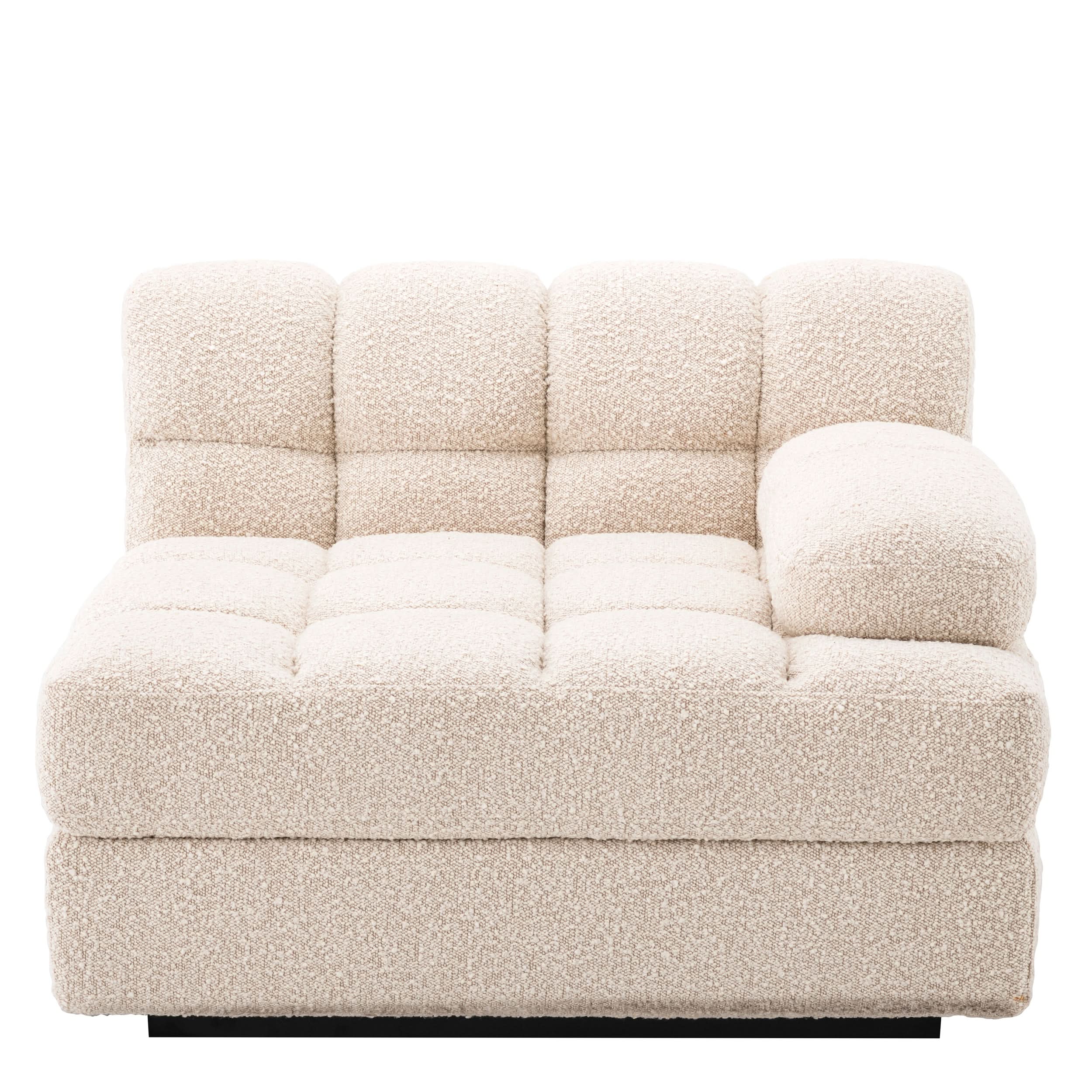 Eichholtz Modulsofa Dean rechts – Bouclé Creme | Schwarzer Sockel Modulsofa Eichholtz