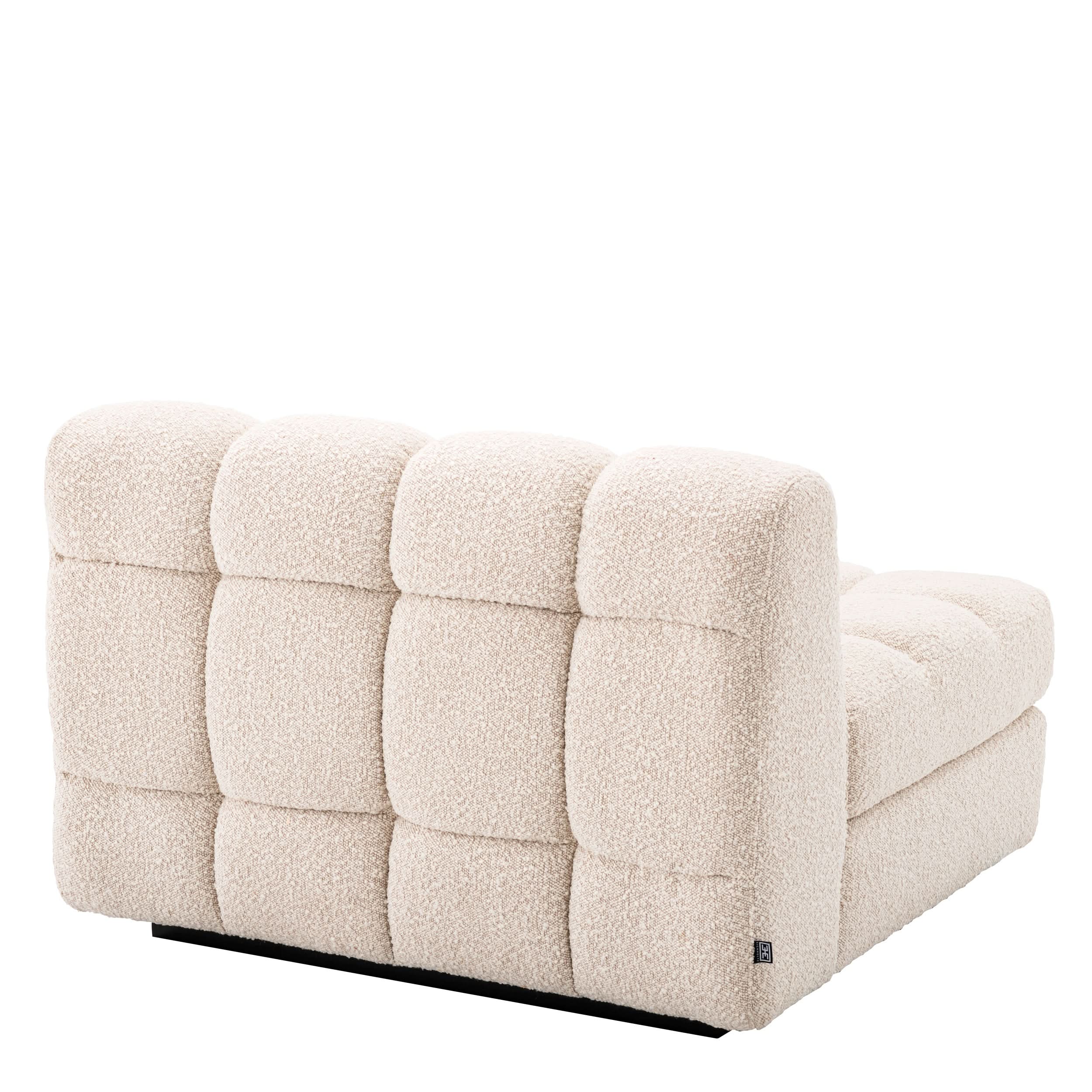 Eichholtz Modulsofa Dean rechts – Bouclé Creme | Schwarzer Sockel Modulsofa Eichholtz