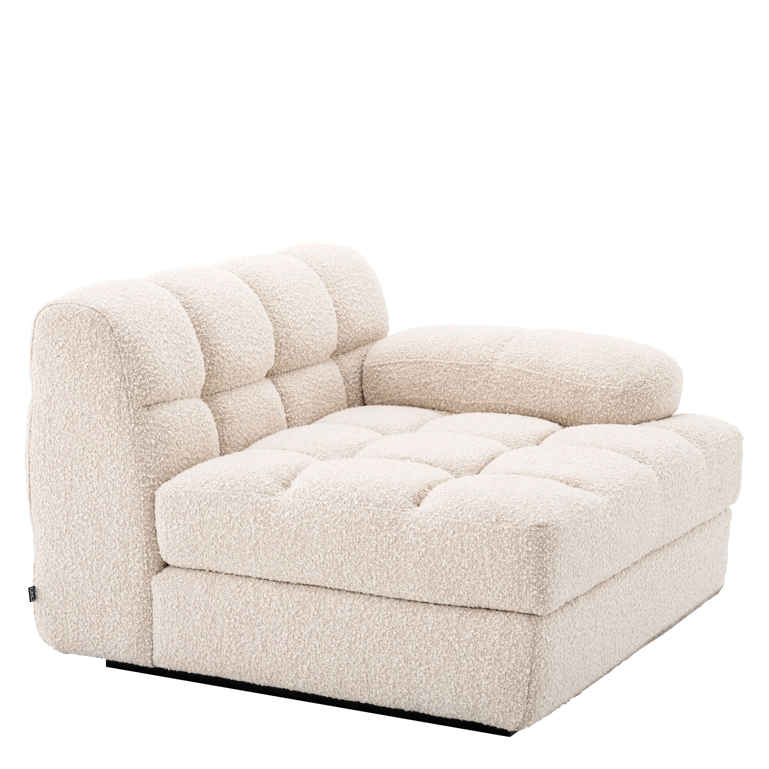 Eichholtz Modulsofa Dean rechts – Bouclé Creme | Schwarzer Sockel Modulsofa Eichholtz