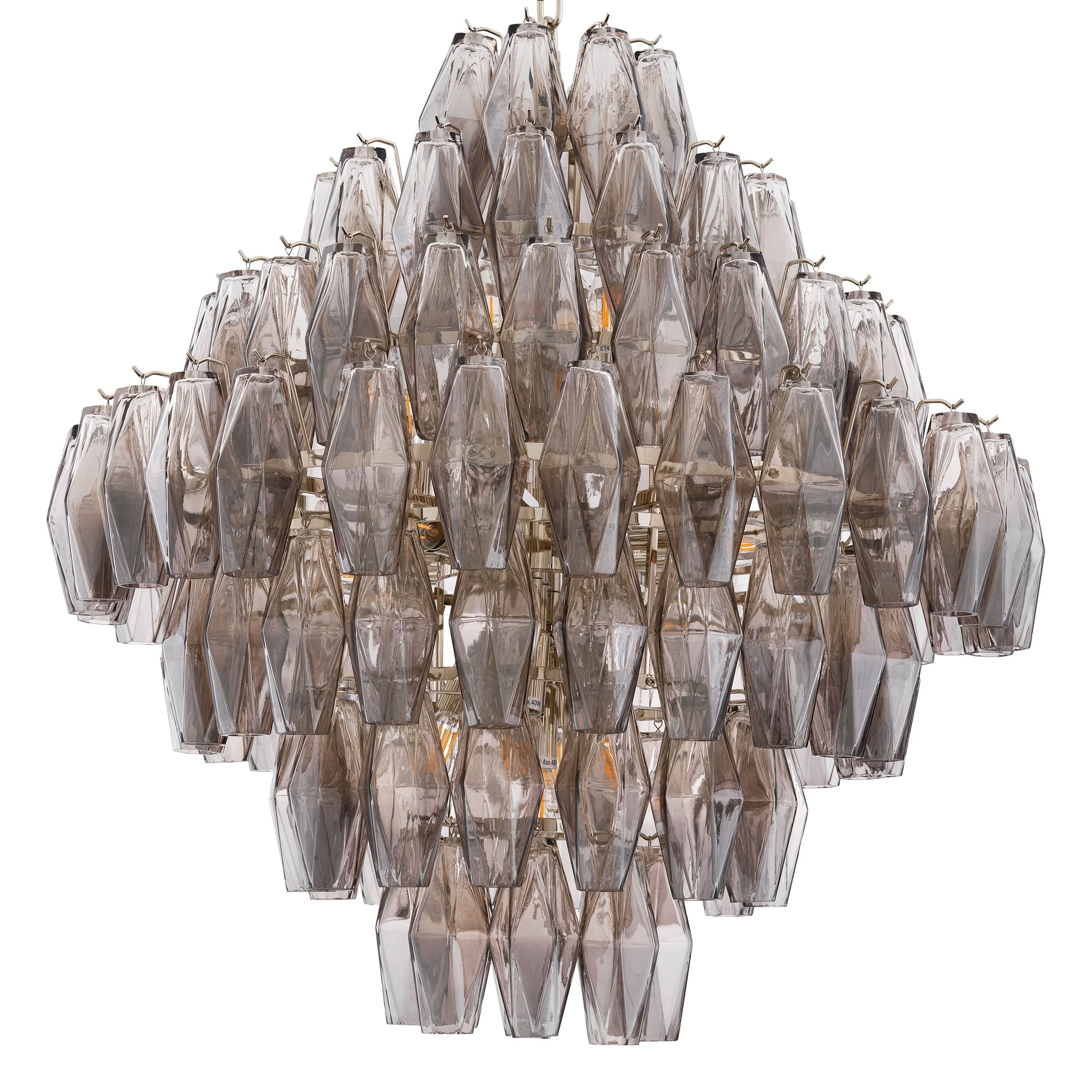 Kronleuchter Benini L – Rauchglas | Nickel-Finish Kronleuchter Eichholtz