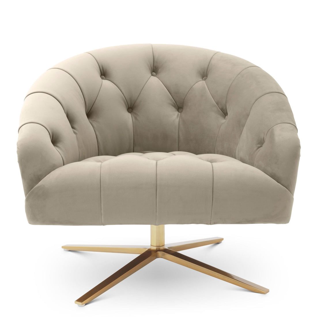 Eichholtz Drehsessel Gardner – Samt Savona Greige | Drehgestell in gebürstetem Messing Drehsessel Eichholtz