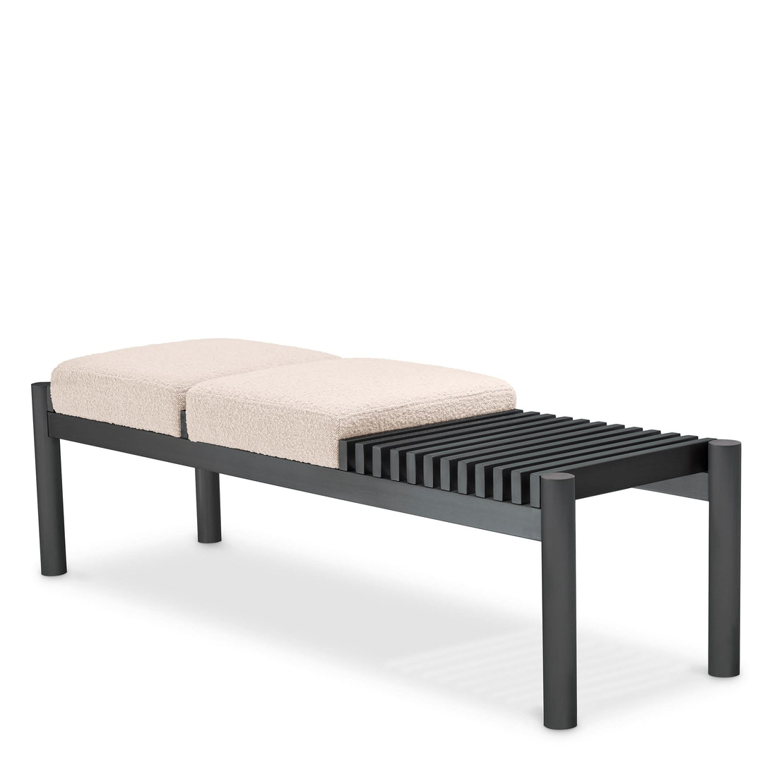 Eichholtz Bank Bibi – Bronze-Finish | Bouclé Creme Polsterbank Eichholtz