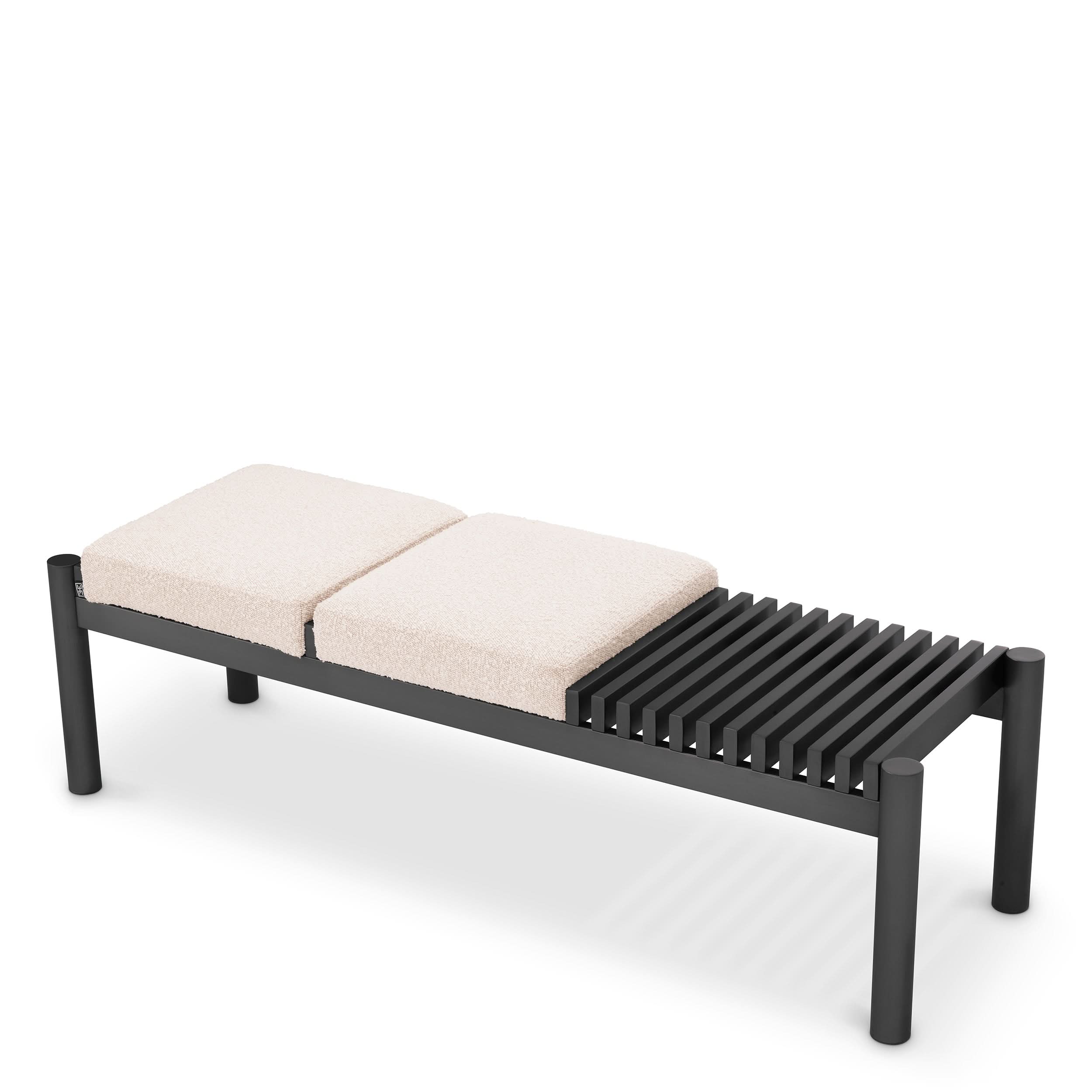 Eichholtz Bank Bibi – Bronze-Finish | Bouclé Creme Polsterbank Eichholtz