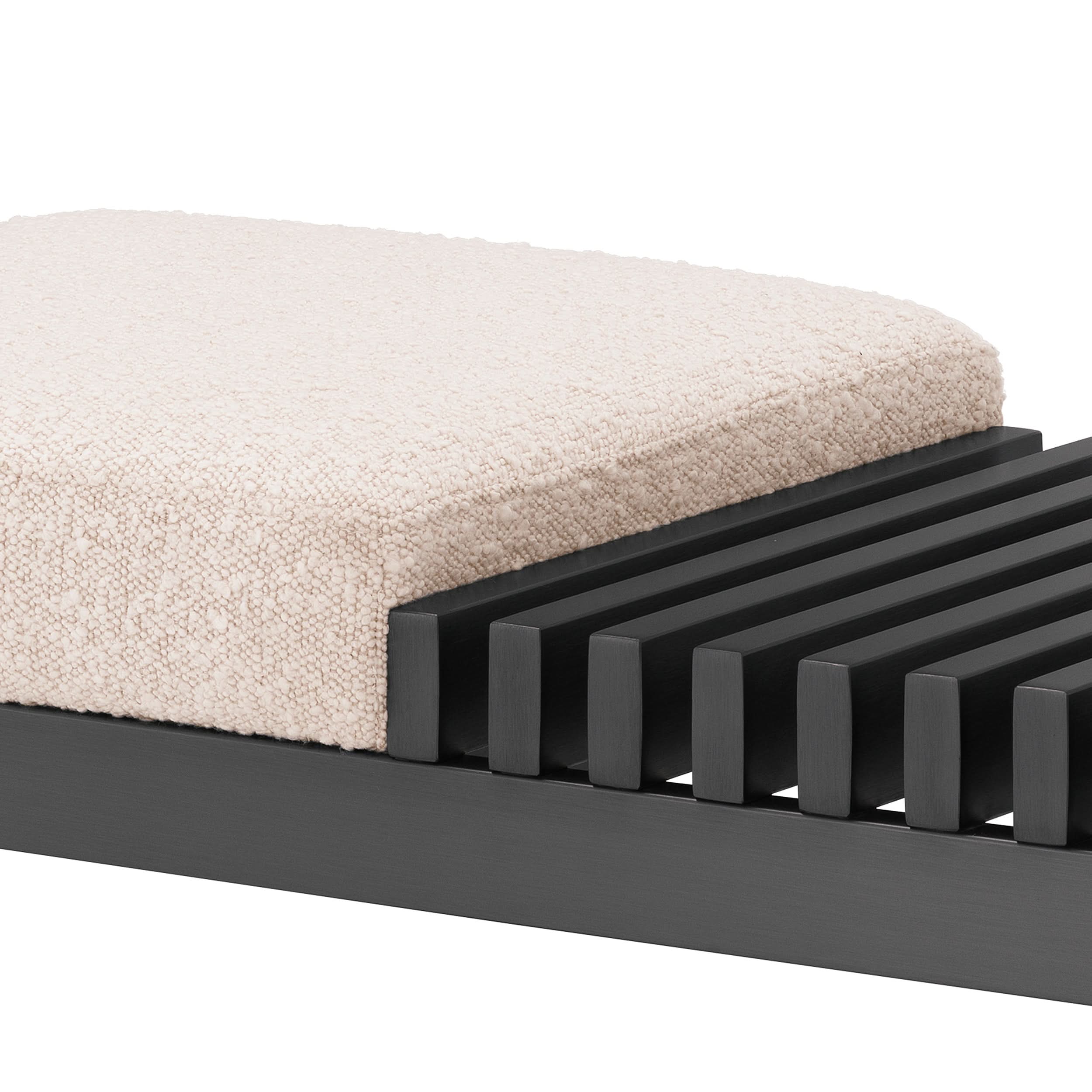 Eichholtz Bank Bibi – Bronze-Finish | Bouclé Creme Polsterbank Eichholtz