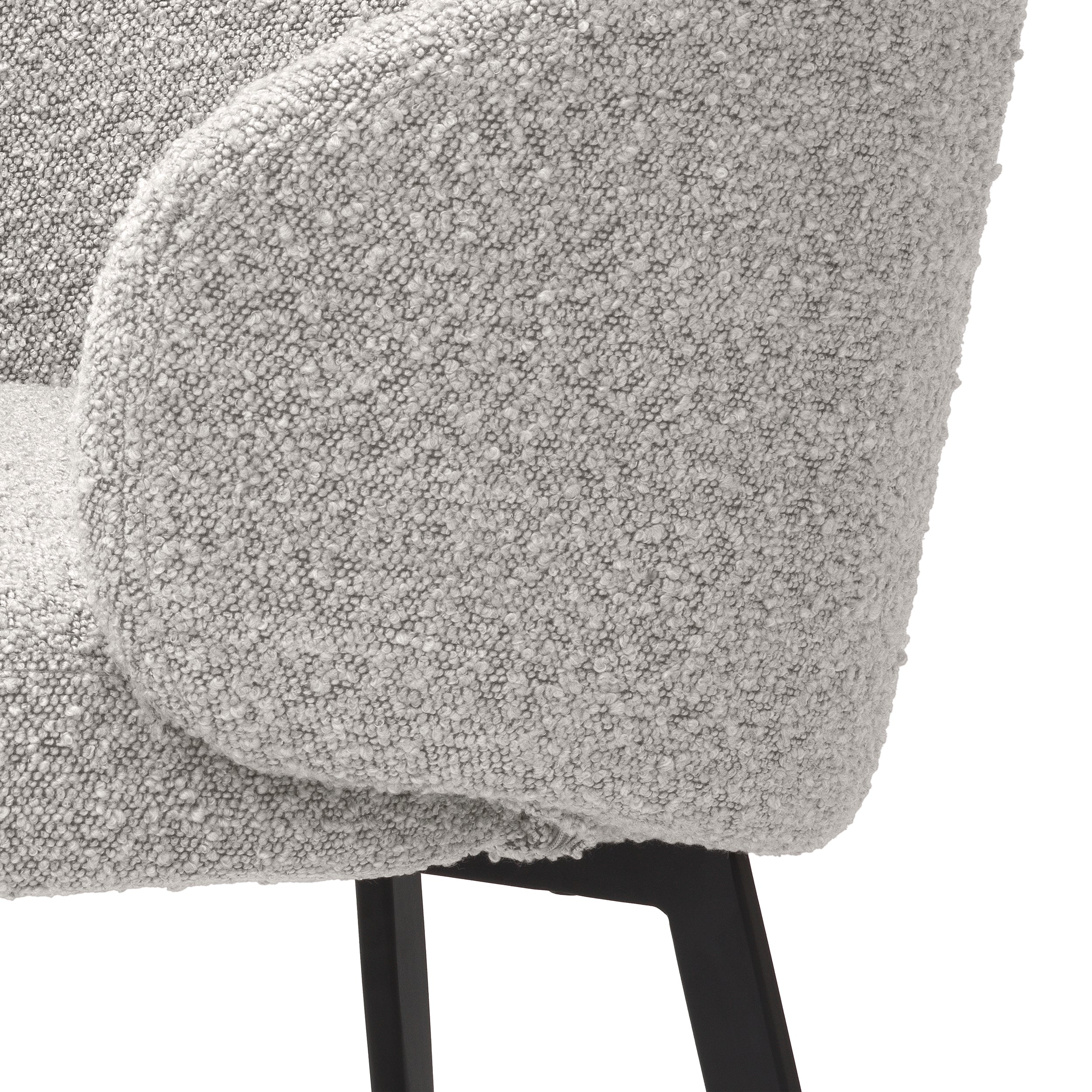 Eichholtz Esszimmerstuhl Lloyd mit Armlehnen (2er-Set) I Grauer Bouclé 2er-Set Esszimmerstühle Eichholtz