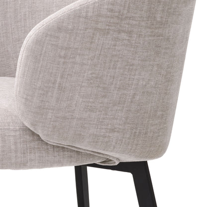 Eichholtz Stuhl Lloyd mit Armlehnen – 2er-Set – Sisley Grau mit schwarzen Beinen 2er-Set Esszimmerstühle Eichholtz