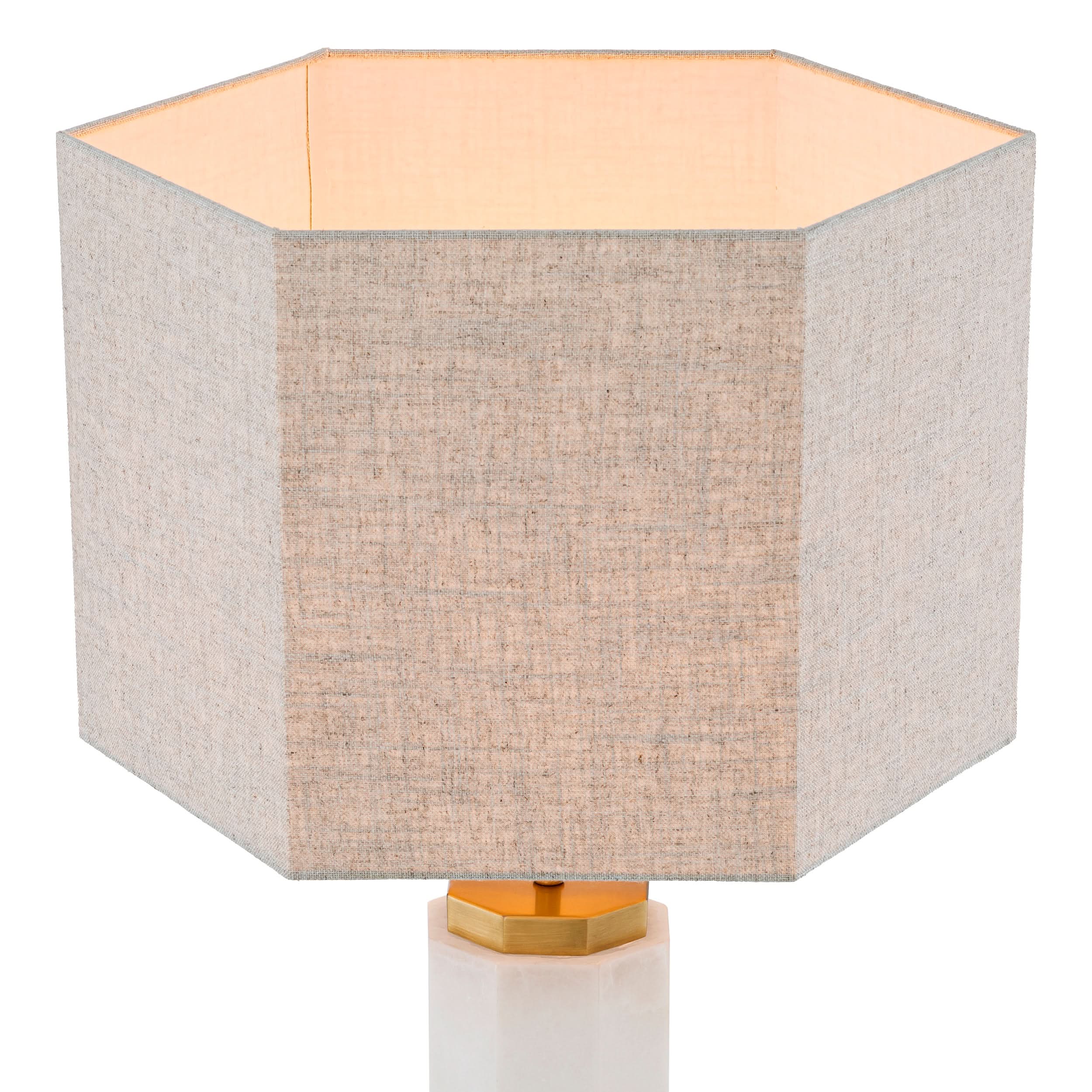 Eichholtz Tischlampe Newman – Alabaster | Antik-Messing-Finish | Leinenschirm Tischlampe Eichholtz