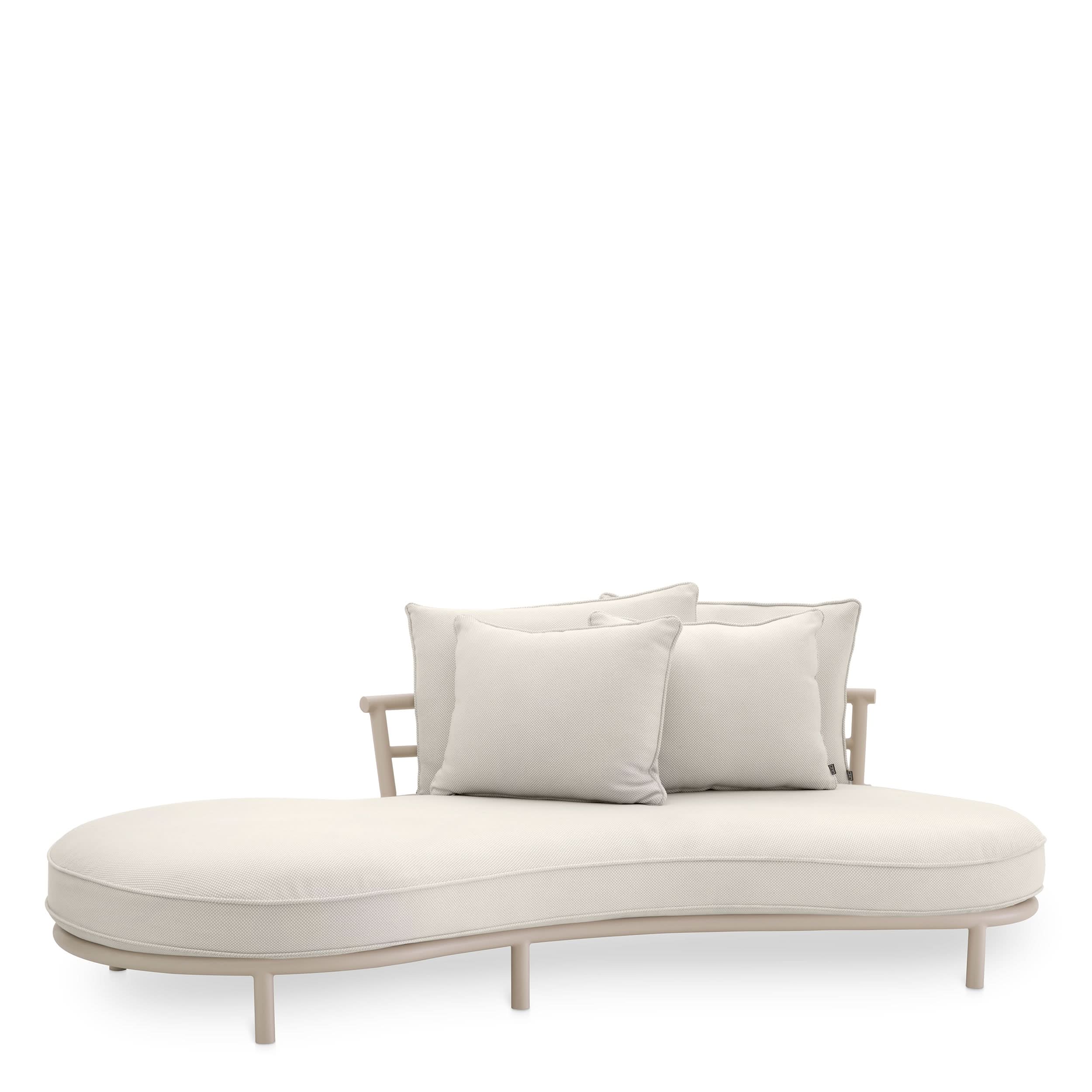 Eichholtz Outdoor Sofa Laguno Rechts – Sandfarben | Bezug Lewis Off-White/Grau Outdoor Sofa Eichholtz