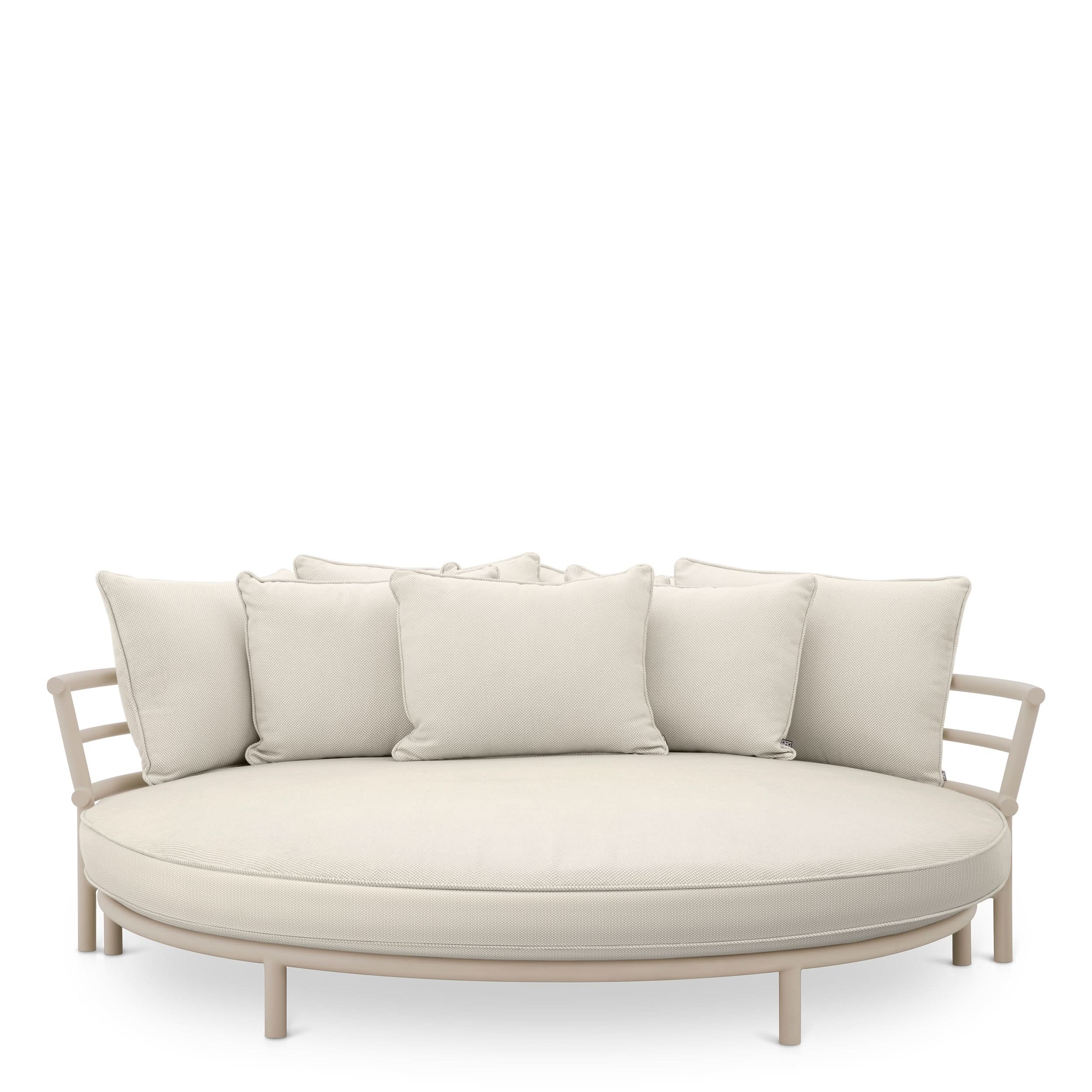 Eichholtz Outdoor Sofa Laguno Round – Sand Finish | Lewis Off-White/Grey Outdoor Daybed Eichholtz