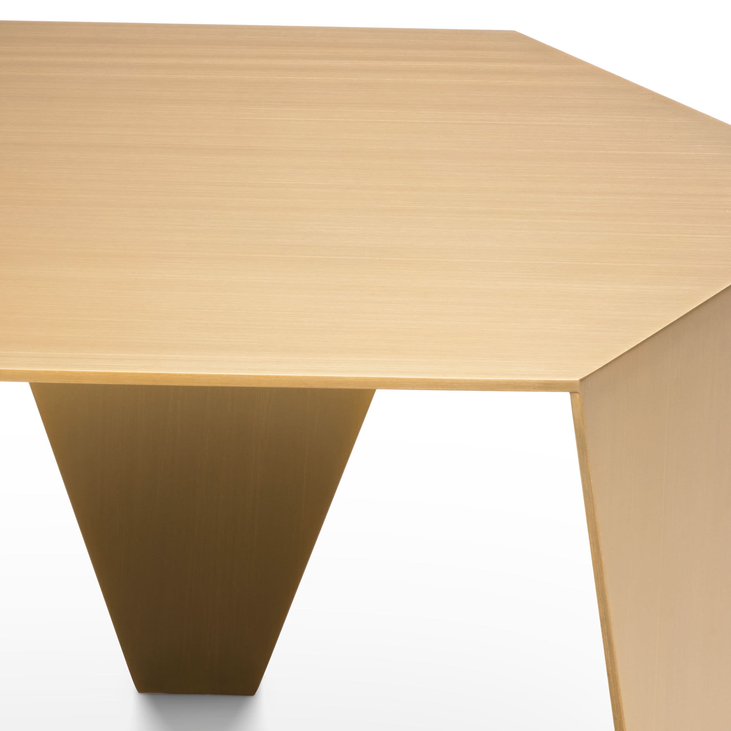 Eichholtz Beistelltisch Metro Chic – Gebürstetes Messing | Sechseckige Tischplatte Couchtisch eckig Eichholtz