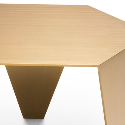 Eichholtz Beistelltisch Metro Chic – Gebürstetes Messing | Sechseckige Tischplatte Couchtisch eckig Eichholtz