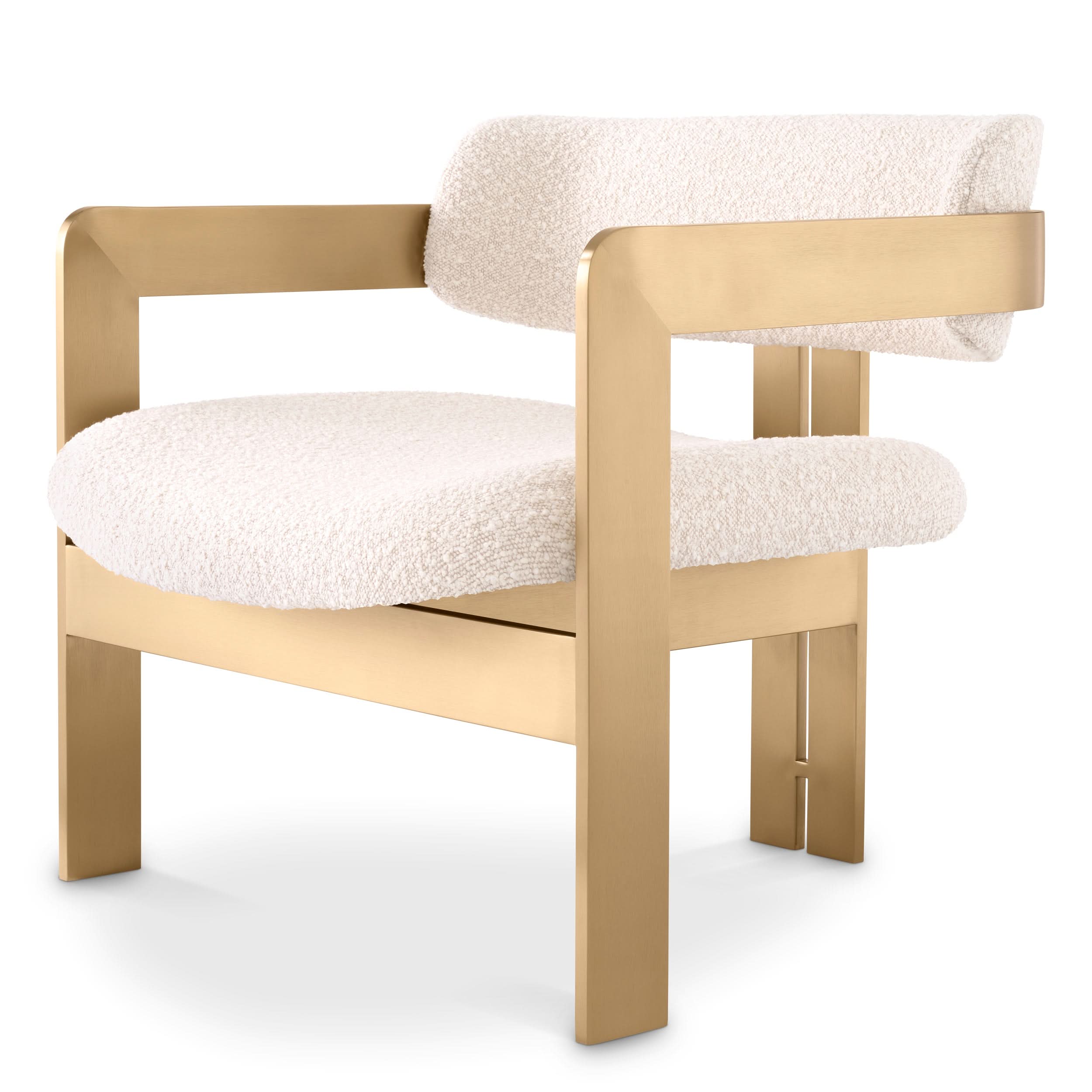 Eichholtz Sessel Donato – Gebürstetes Messing | Bouclé Creme Sessel Eichholtz