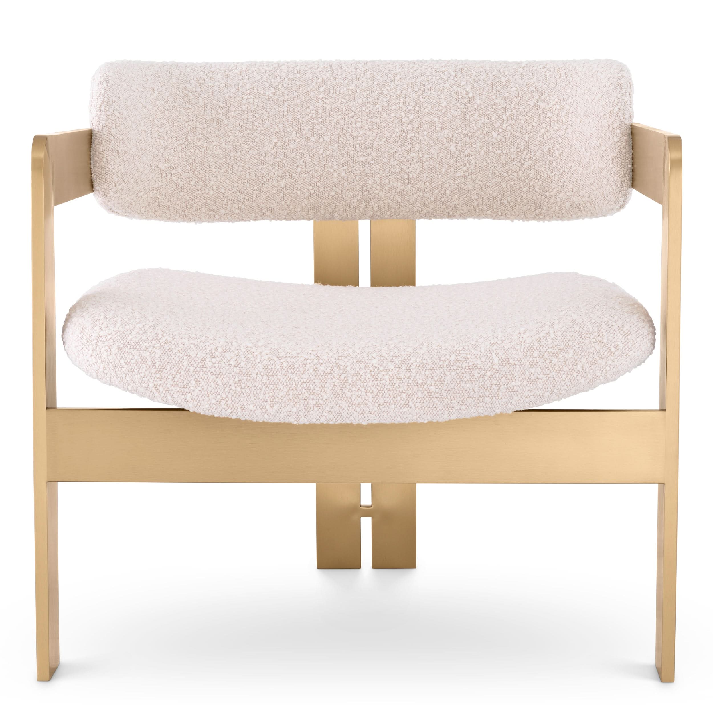 Eichholtz Sessel Donato – Gebürstetes Messing | Bouclé Creme Sessel Eichholtz