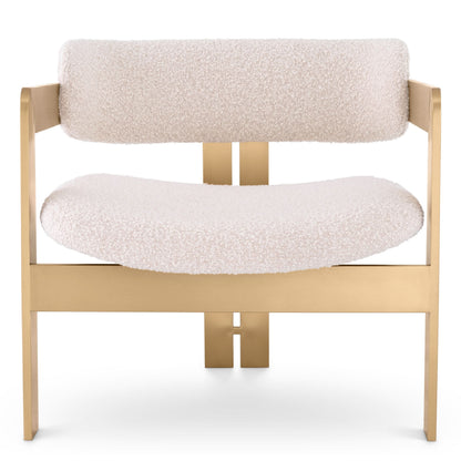 Eichholtz Sessel Donato – Gebürstetes Messing | Bouclé Creme Sessel Eichholtz