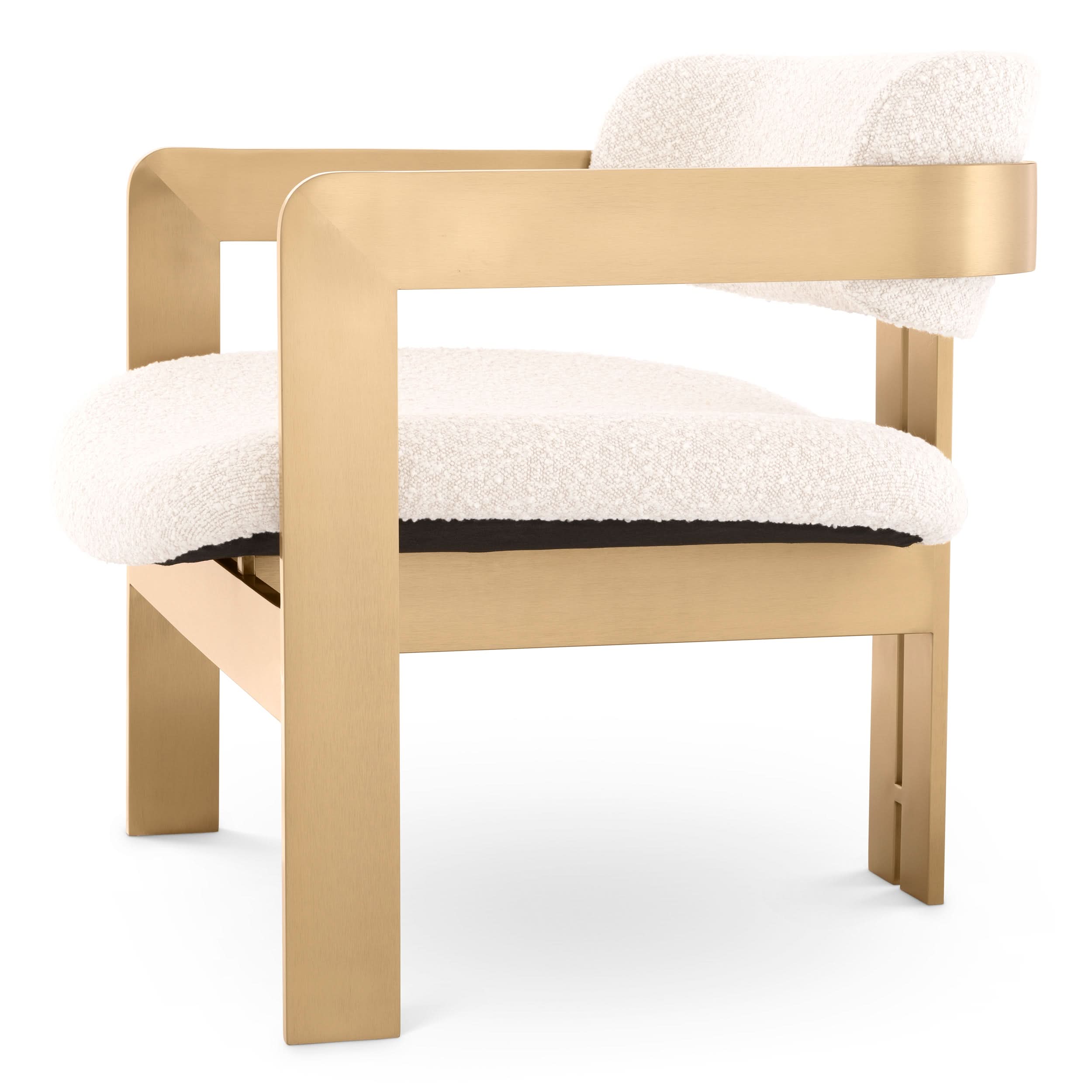 Eichholtz Sessel Donato – Gebürstetes Messing | Bouclé Creme Sessel Eichholtz