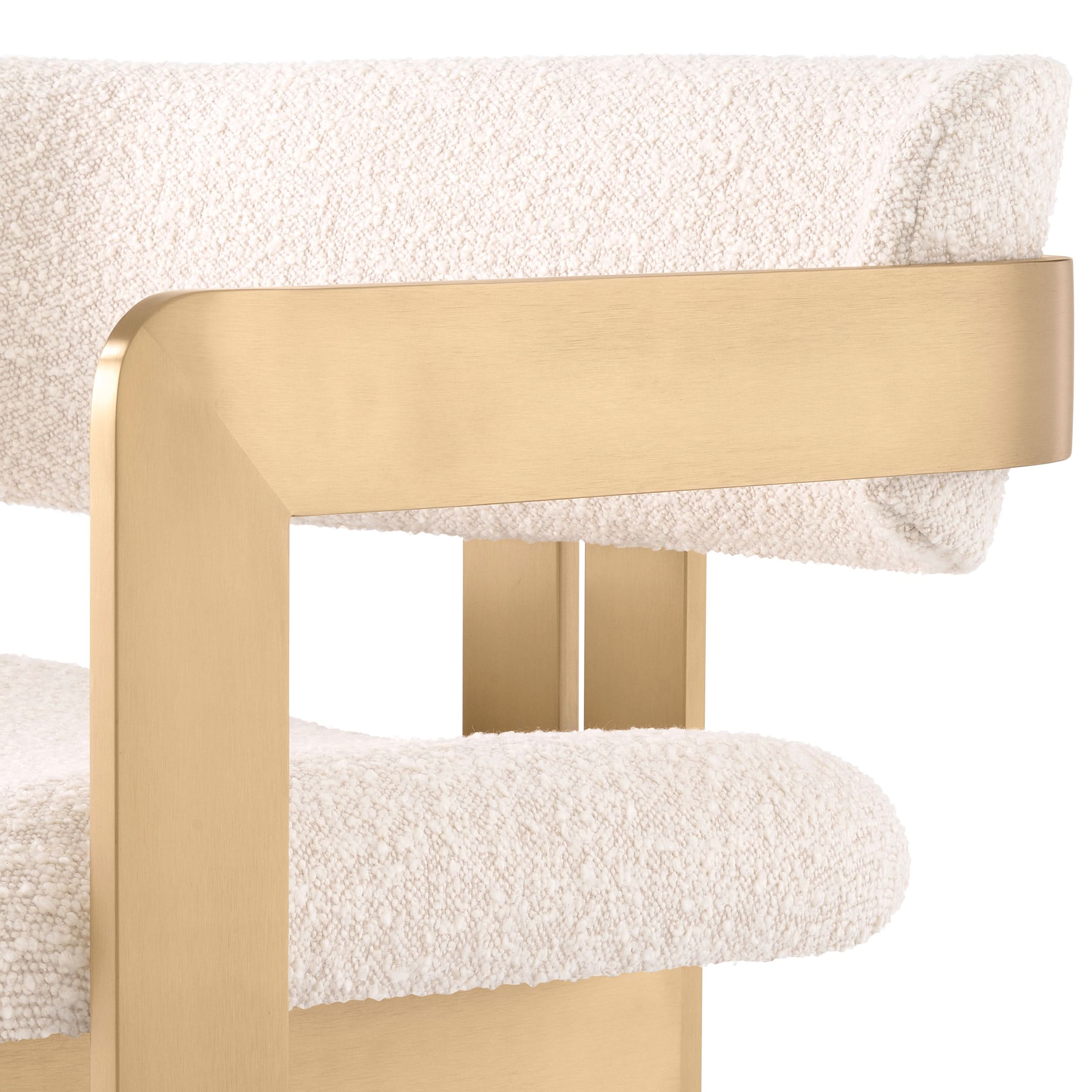 Eichholtz Sessel Donato – Gebürstetes Messing | Bouclé Creme Sessel Eichholtz