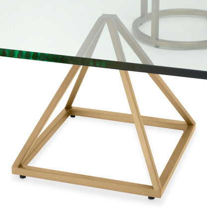 Eichholtz Couchtisch Speiser – Gebürstetes Messing | Klarglas | Quadratisch Couchtisch eckig Eichholtz