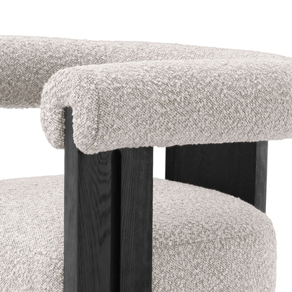 Eichholtz Stuhl Percy – Bouclé Grau mit schwarzem Gestell Esszimmerstuhl Eichholtz