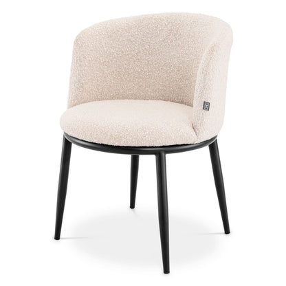 Eichholtz Stuhl Filmore – 2er-Set – Bouclé Creme mit schwarzen Beinen 2er-Set Esszimmerstühle Eichholtz