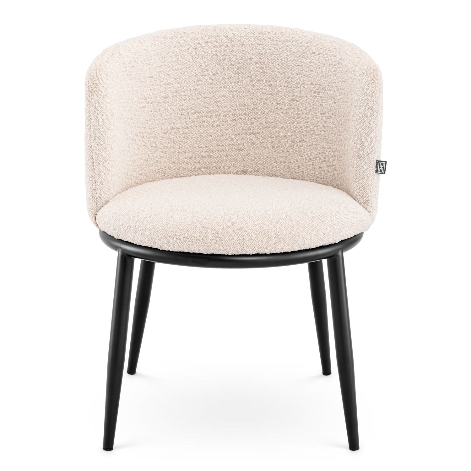 Eichholtz Stuhl Filmore – 2er-Set – Bouclé Creme mit schwarzen Beinen 2er-Set Esszimmerstühle Eichholtz