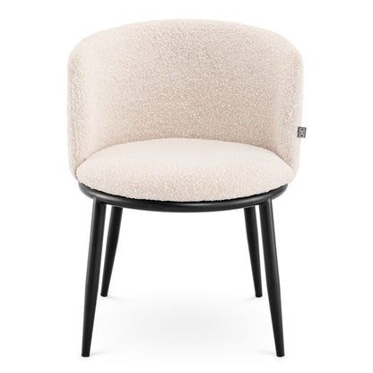 Eichholtz Stuhl Filmore – 2er-Set – Bouclé Creme mit schwarzen Beinen 2er-Set Esszimmerstühle Eichholtz