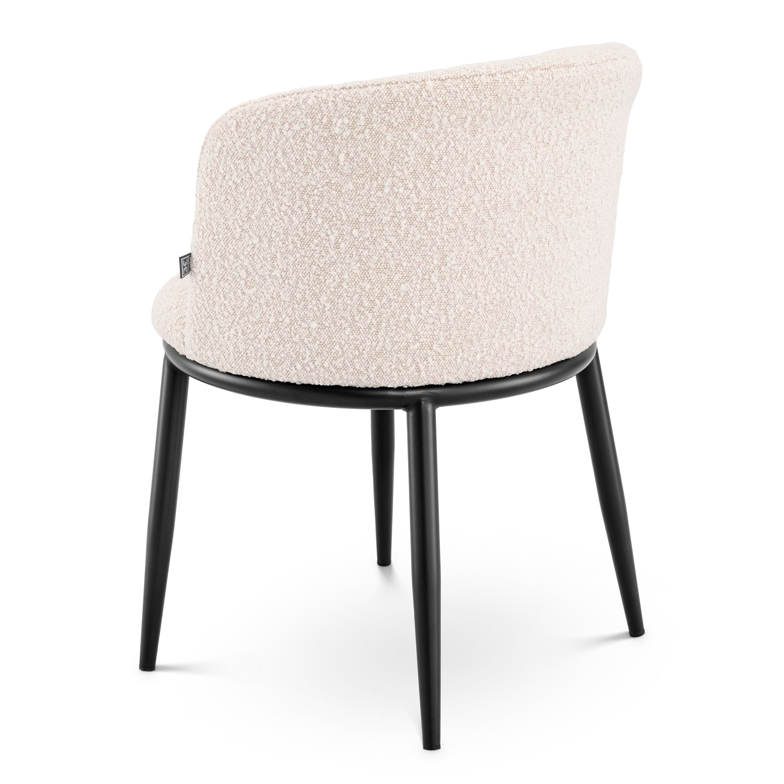 Eichholtz Stuhl Filmore – 2er-Set – Bouclé Creme mit schwarzen Beinen 2er-Set Esszimmerstühle Eichholtz