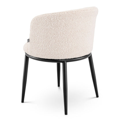 Eichholtz Stuhl Filmore – 2er-Set – Bouclé Creme mit schwarzen Beinen 2er-Set Esszimmerstühle Eichholtz
