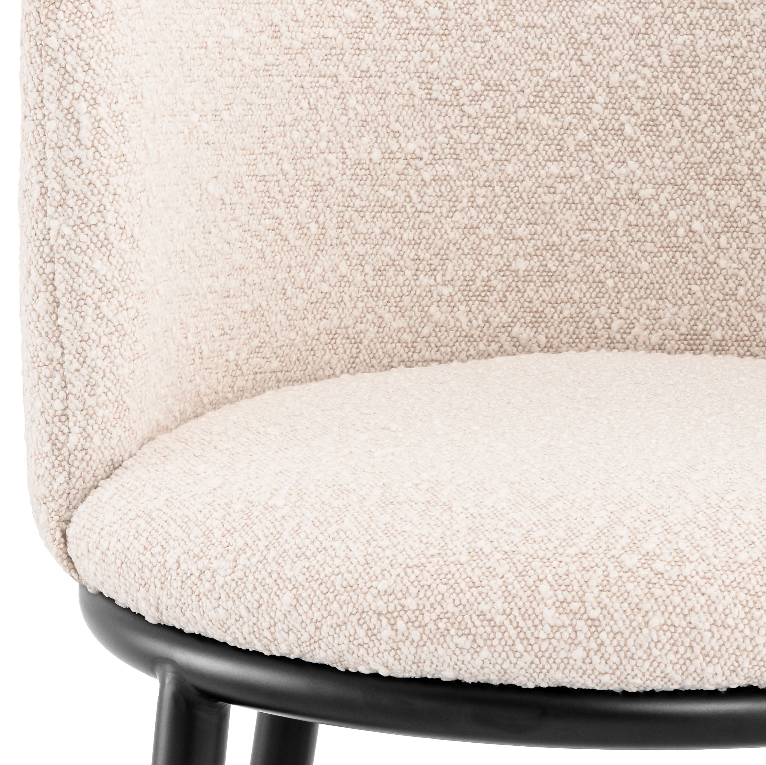 Eichholtz Stuhl Filmore – 2er-Set – Bouclé Creme mit schwarzen Beinen 2er-Set Esszimmerstühle Eichholtz