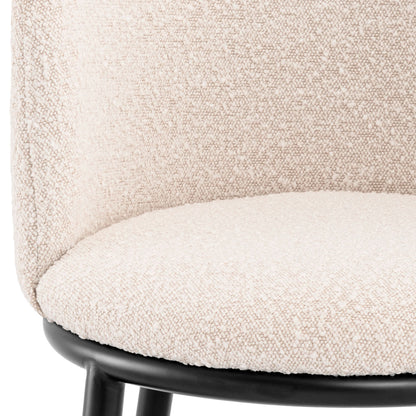 Eichholtz Stuhl Filmore – 2er-Set – Bouclé Creme mit schwarzen Beinen 2er-Set Esszimmerstühle Eichholtz