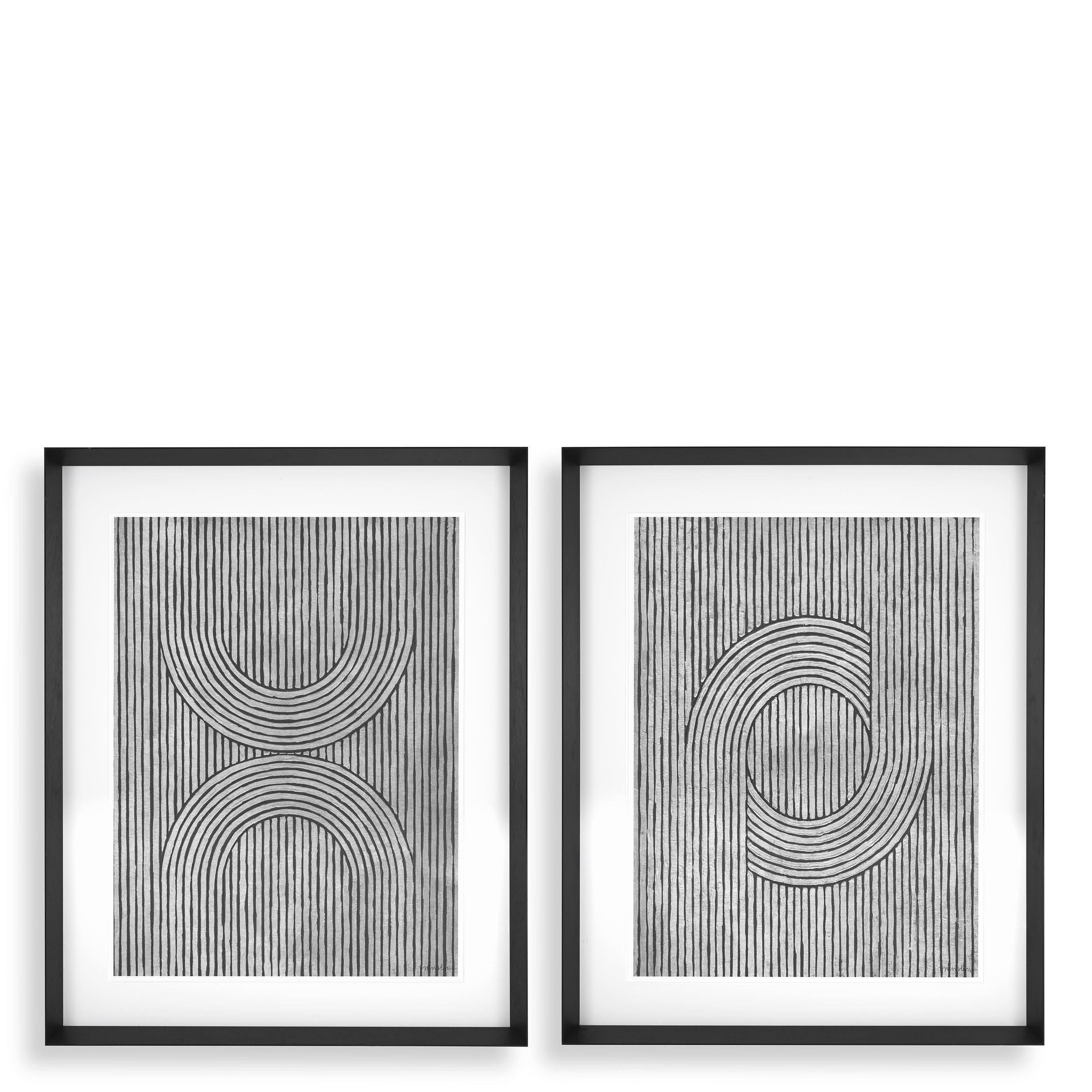 Eichholtz Wandbild Cedar Grooves – 2er-Set – Schwarzer Holzrahmen Kunstdruck Eichholtz