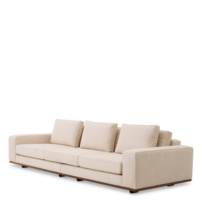 Eichholtz Sofa Aurora L – Nuoro Beige mit braunem Gestell 4-Sitzer Sofa Eichholtz
