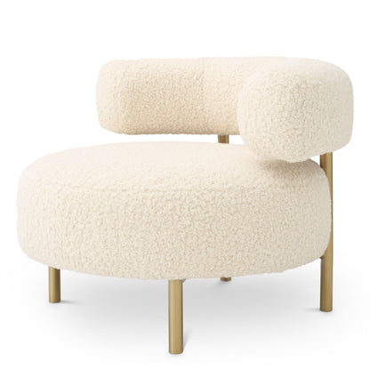Eichholtz Sessel Thompson – Faux Shearling | Gebürstetes Messing | Skulpturale Form Polstersessel Eichholtz