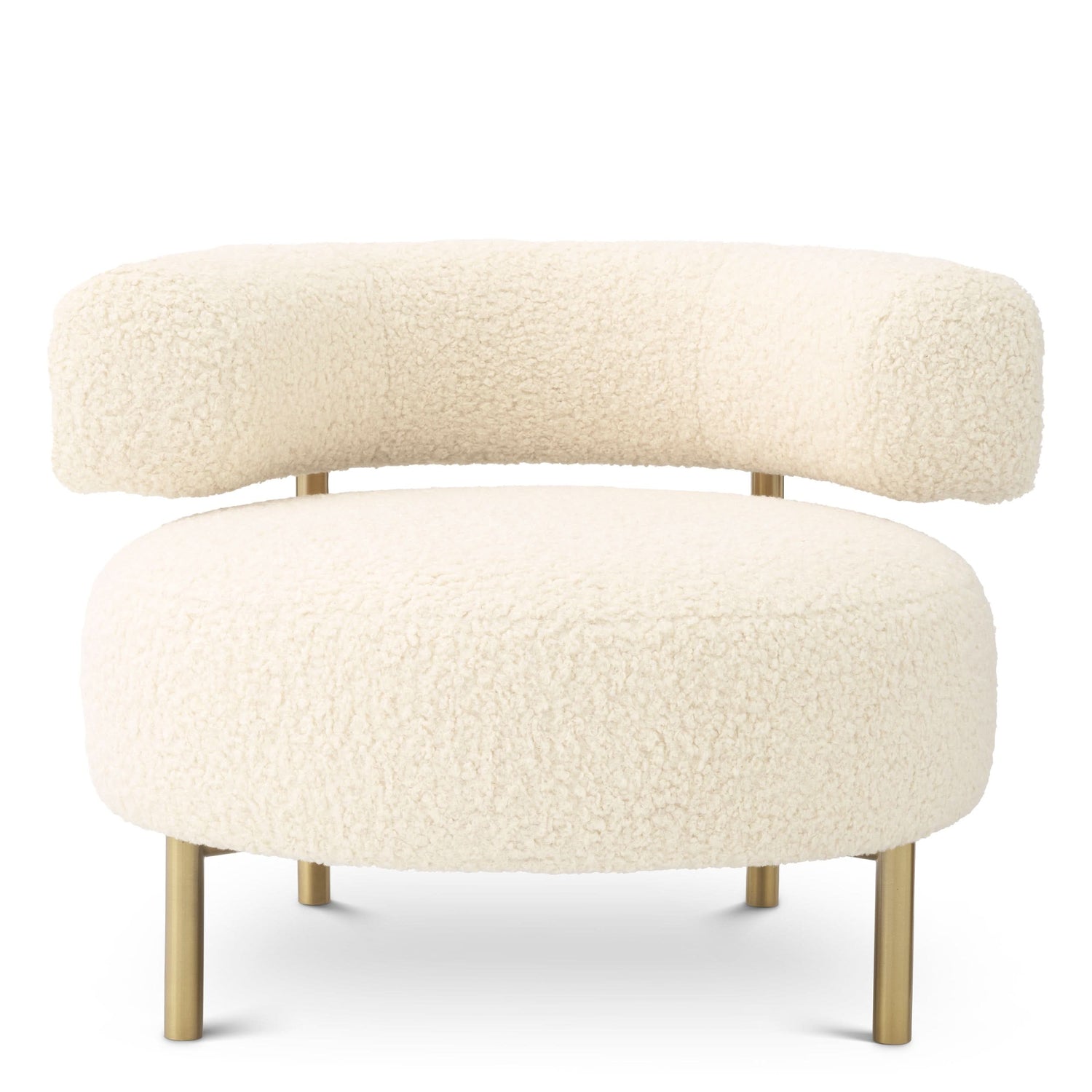 Eichholtz Sessel Thompson – Faux Shearling | Gebürstetes Messing | Skulpturale Form Polstersessel Eichholtz