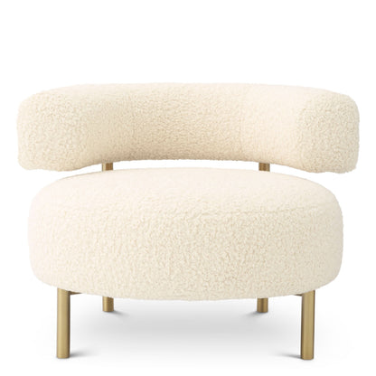 Eichholtz Sessel Thompson – Faux Shearling | Gebürstetes Messing | Skulpturale Form Polstersessel Eichholtz