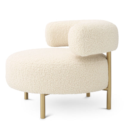 Eichholtz Sessel Thompson – Faux Shearling | Gebürstetes Messing | Skulpturale Form Polstersessel Eichholtz