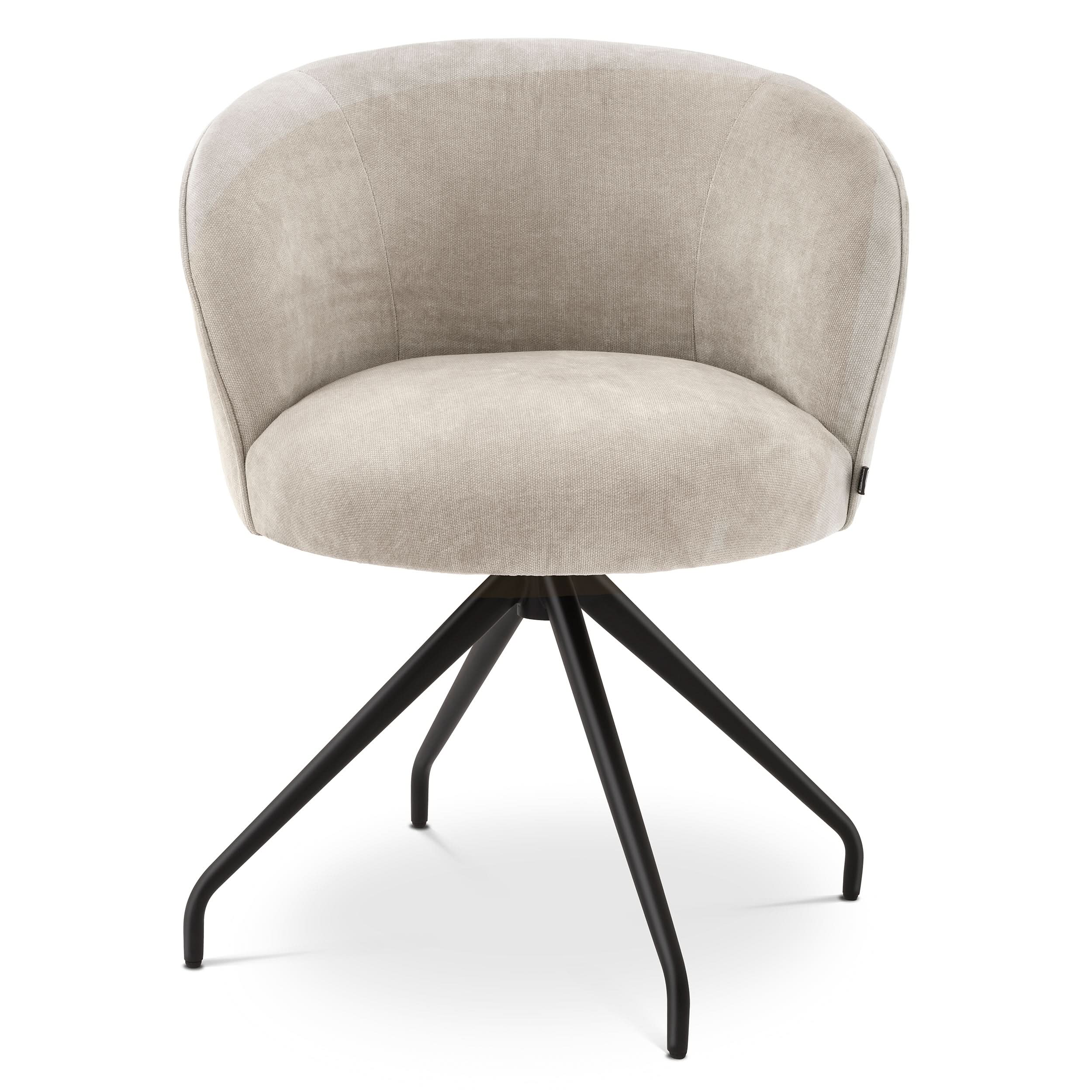 Eichholtz Dining Chair Masters – Clarck Sand | Schwarzes Drehgestell Esszimmerstuhl Eichholtz