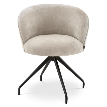 Eichholtz Dining Chair Masters – Clarck Sand | Schwarzes Drehgestell Esszimmerstuhl Eichholtz