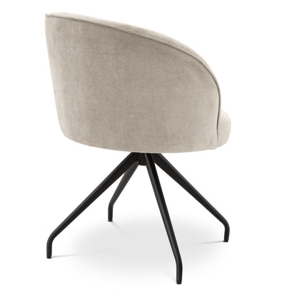 Eichholtz Dining Chair Masters – Clarck Sand | Schwarzes Drehgestell Esszimmerstuhl Eichholtz