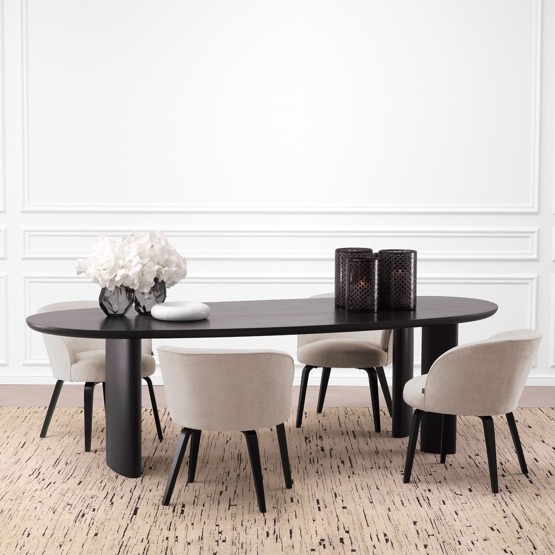 Eichholtz Esstisch Lindner – Schwarzes Furnier | Organische Form | Elliptische Beine Esstisch oval Eichholtz