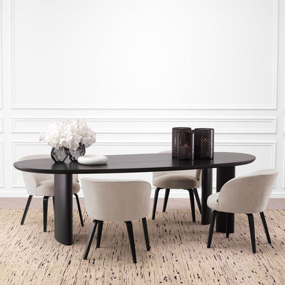 Eichholtz Esstisch Lindner – Schwarzes Furnier | Organische Form | Elliptische Beine Esstisch oval Eichholtz