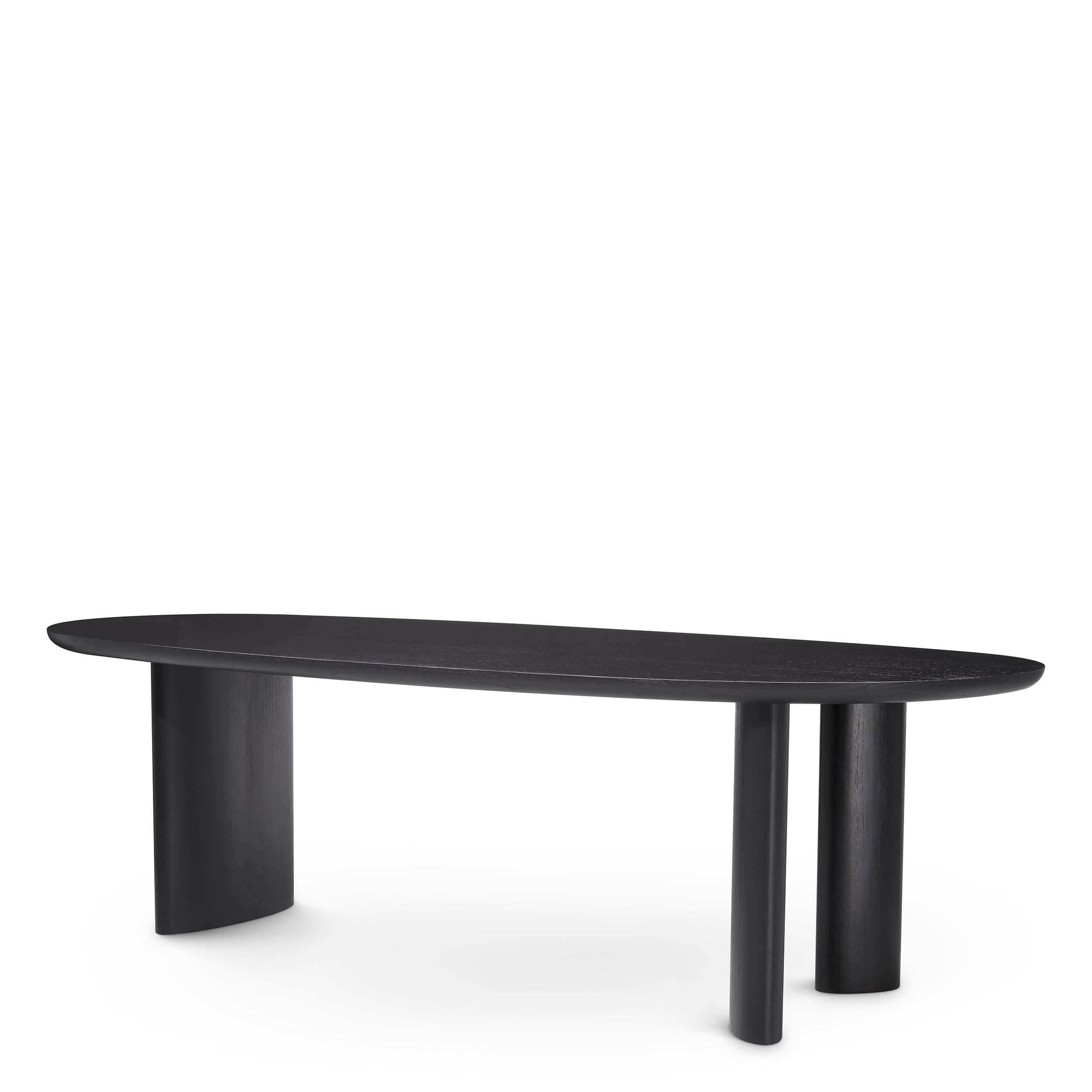 Eichholtz Esstisch Lindner – Schwarzes Furnier | Organische Form | Elliptische Beine Esstisch oval Eichholtz