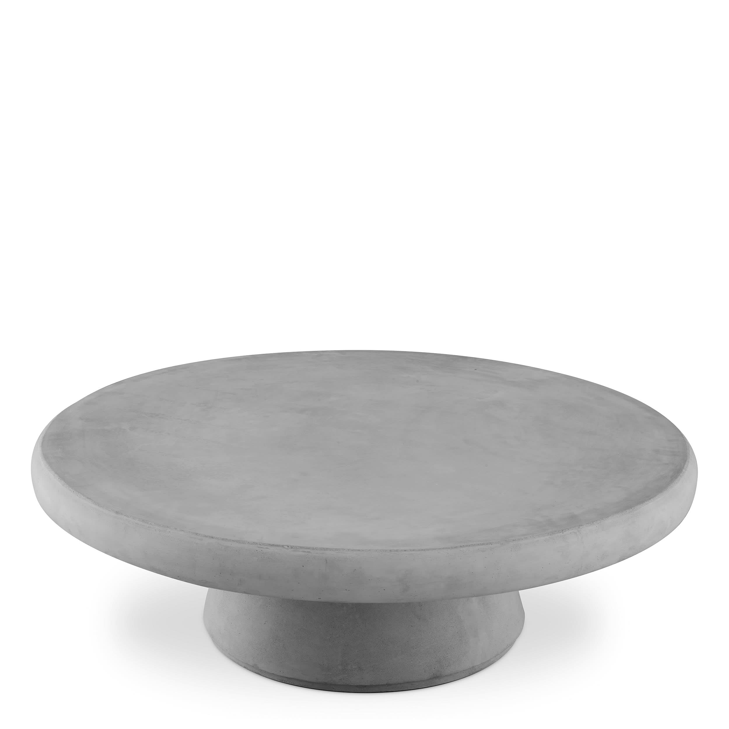 Eichholtz Outdoor Couchtisch Cleon – Glattes Grau | Glasfaserverstärkter Beton Outdoor Couchtisch rund Eichholtz
