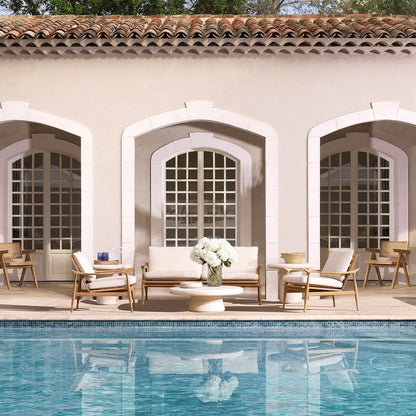 Eichholtz Outdoor Couchtisch Cleon – Creme | Glasfaserverstärkter Beton Outdoor Couchtisch rund Eichholtz