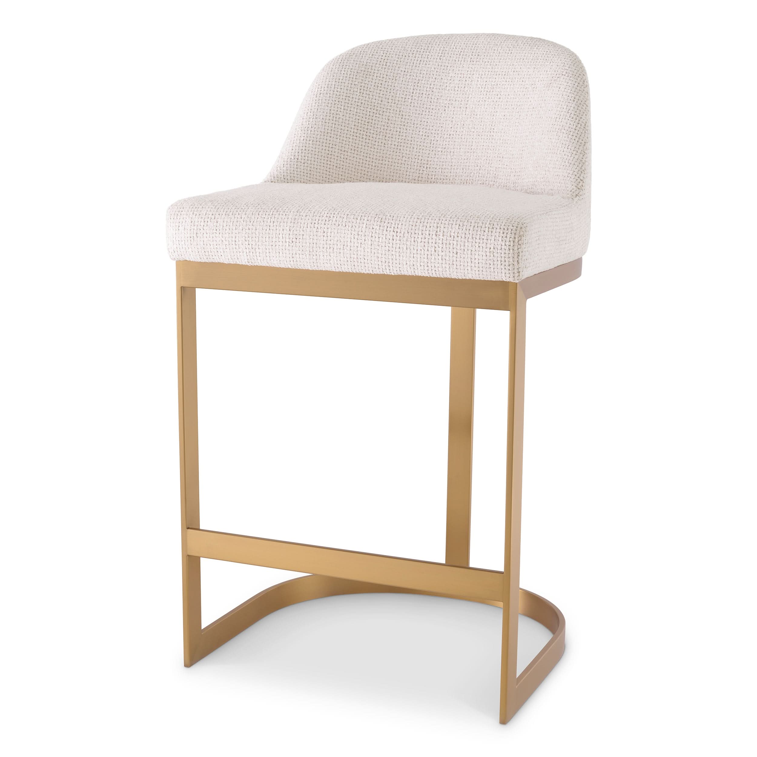 Eichholtz Tresenhocker Condos – Lyssa Off-White | Gebürstetes Messing Barstuhl Eichholtz