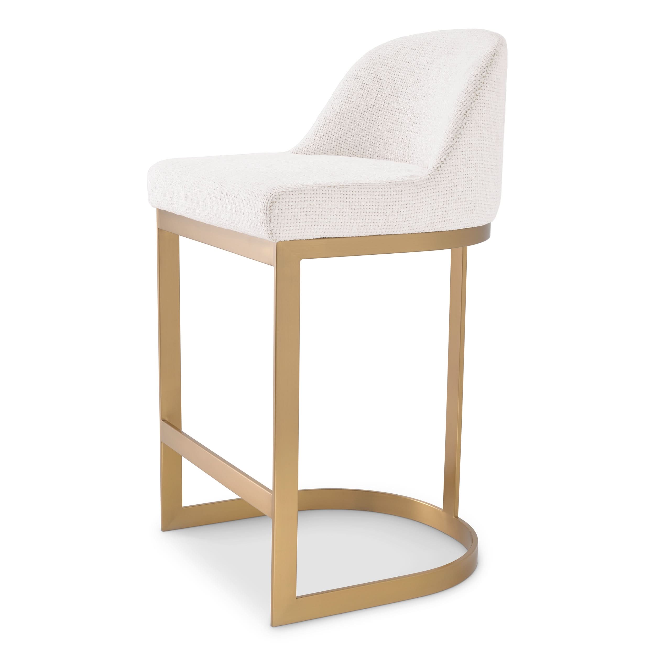 Eichholtz Tresenhocker Condos – Lyssa Off-White | Gebürstetes Messing Barstuhl Eichholtz