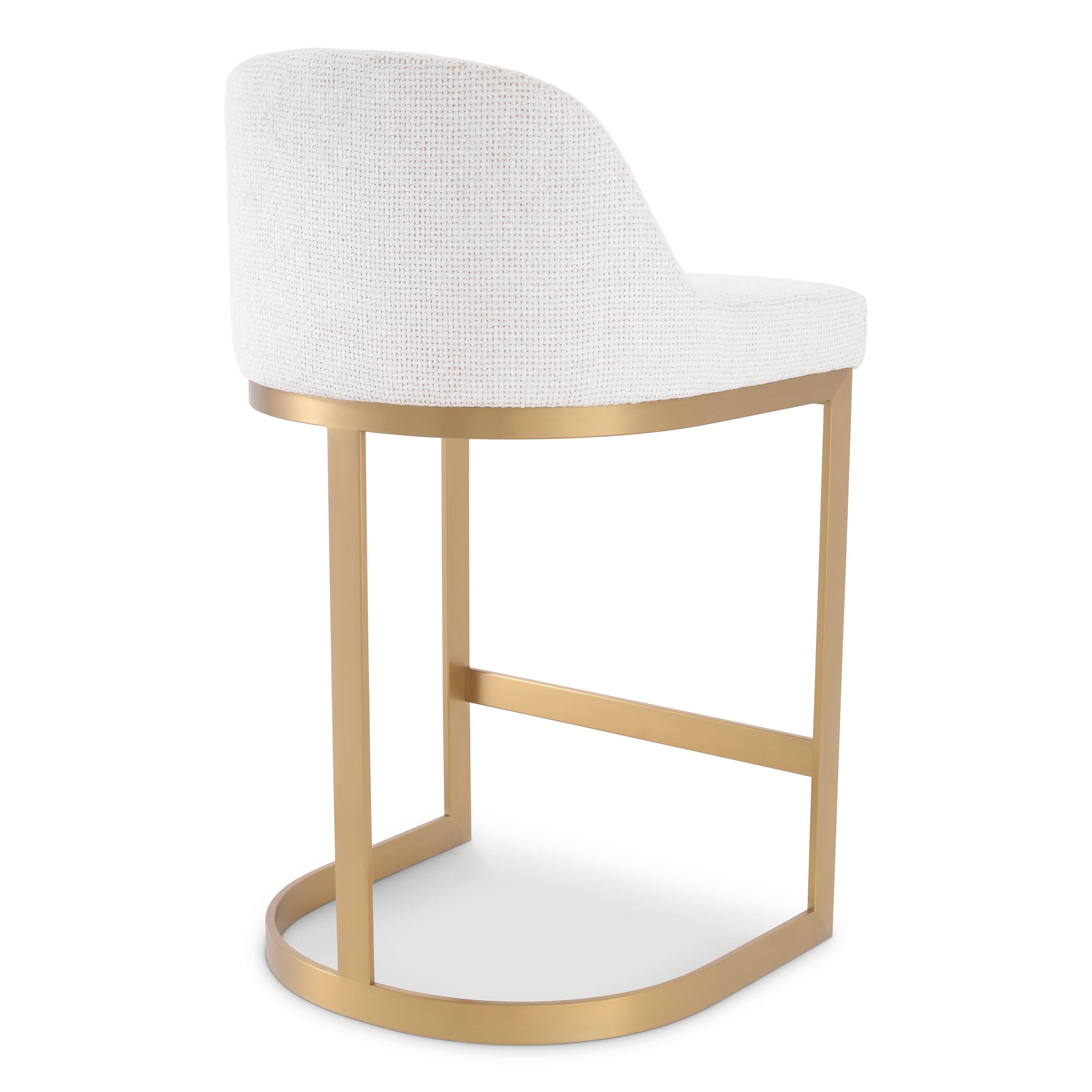 Eichholtz Tresenhocker Condos – Lyssa Off-White | Gebürstetes Messing Barstuhl Eichholtz