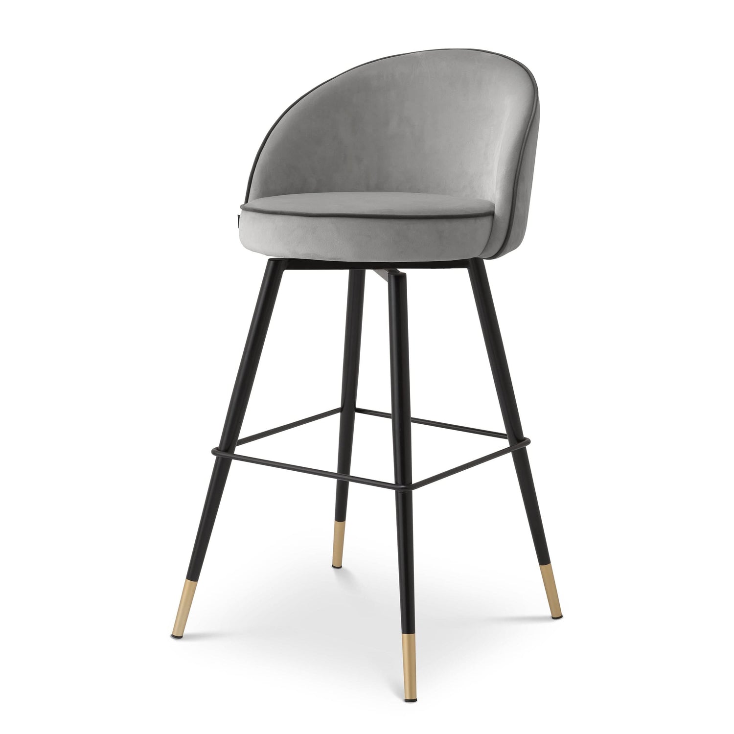 Eichholtz Barhocker Cooper – Roche Light Grey Velvet (Set aus 2) 2er-Set Barstühle Eichholtz