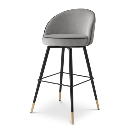 Eichholtz Barhocker Cooper – Roche Light Grey Velvet (Set aus 2) 2er-Set Barstühle Eichholtz