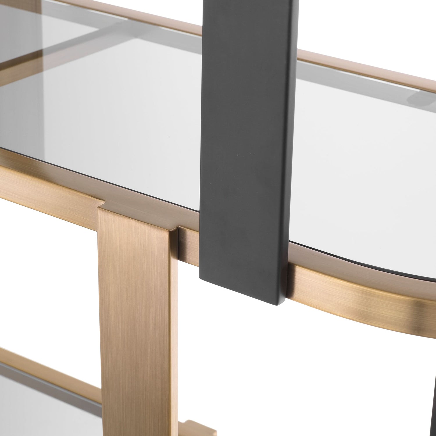 Eichholtz – Kabinett Clio rund (Brushed Brass | Smoke Glass) Offenes Regal Eichholtz