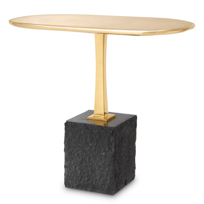 Eichholtz Beistelltisch Kayan L – Schwarzer Granit | Poliertes Messing | Oval Beistelltisch oval Eichholtz
